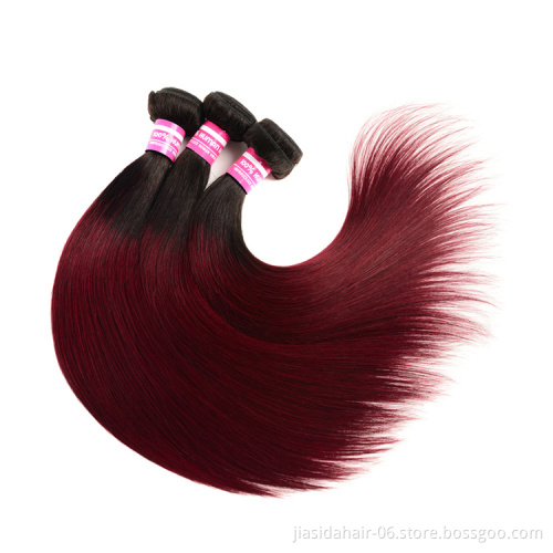 Braid Bundles Raw Unprocessed Brazilian Hair Ombre Dark Wine Red Color T1B 99J Straight Human Hair Weave